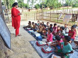 Volunteers teaching kids